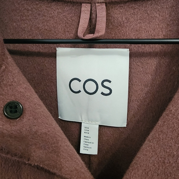 COS Large Pocket Button Up Utility Wool Jacket in Burgundy - Picture 12 of 13